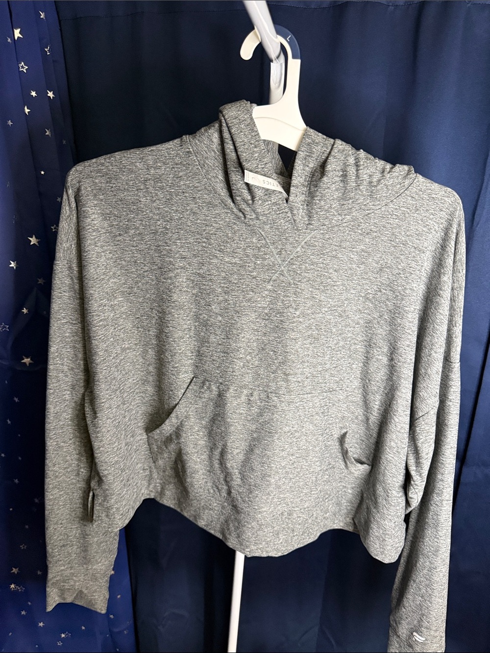 Fabletics Heather Grey Cropped Hoodie Sweater